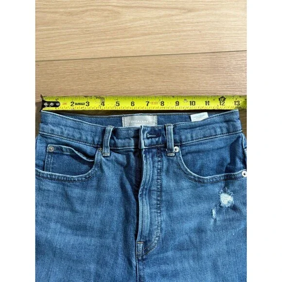 EVERLANE Women's High Waisted Straight Leg Jean 26 Regular Blue Denim Raw Hem - Picture 5 of 10